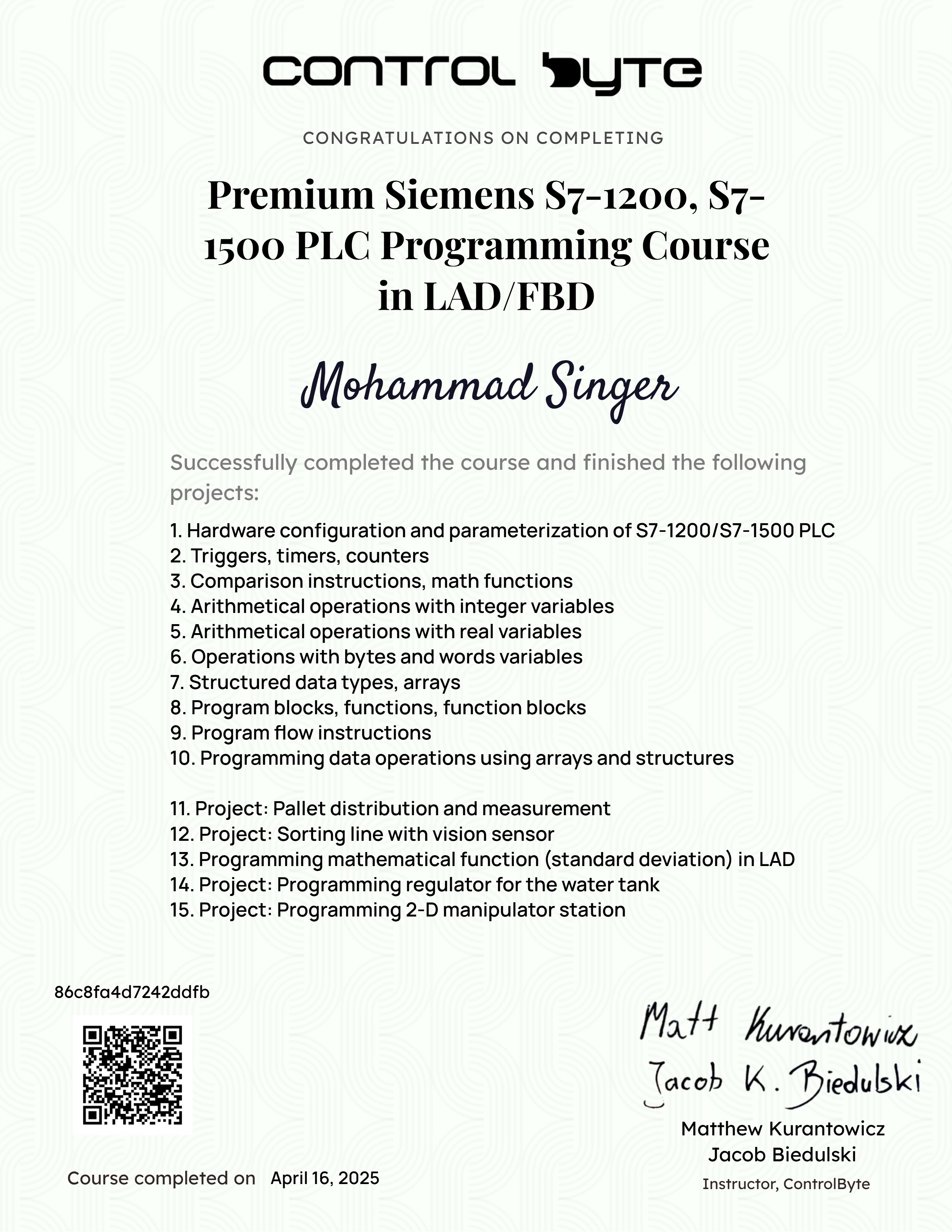 Premium Siemens S7-1200, S7-1500 PLC Programming Course in LAD/FBD