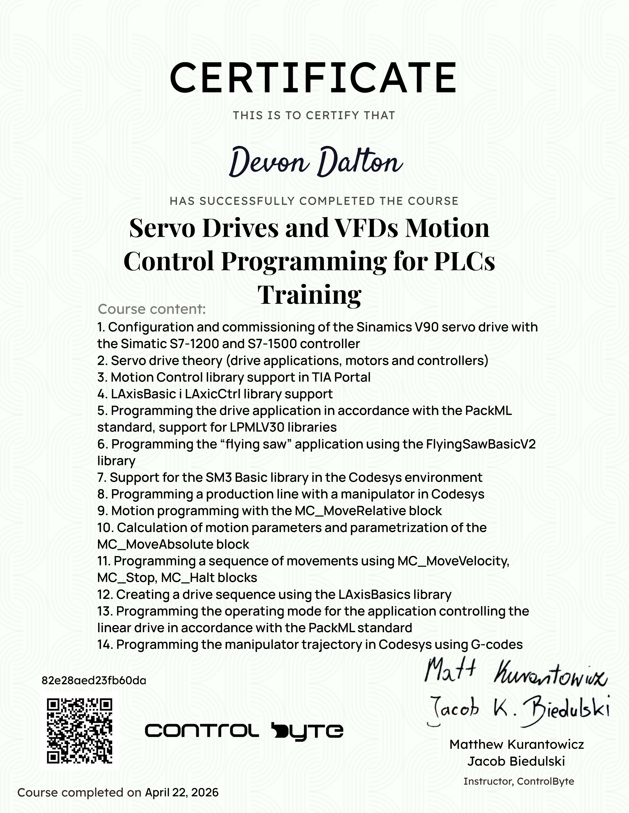 Servo Drives and VFDs Motion Control Programming for PLCs Training